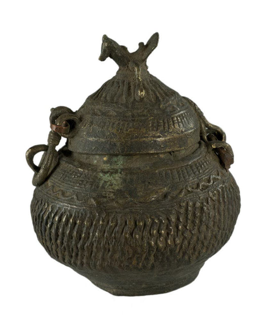 Ancienne Boîte à Bijoux Dhokra en Laiton – Art Tribal de Bastar – Inde