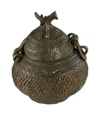 Ancienne Boîte à Bijoux Dhokra en Laiton – Art Tribal de Bastar – Inde