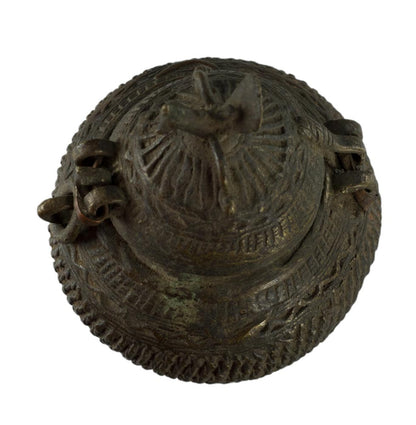 Ancienne Boîte à Bijoux Dhokra en Laiton – Art Tribal de Bastar – Inde