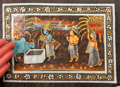 Peinture Moghole Indienne – Gao Mata et Krishna