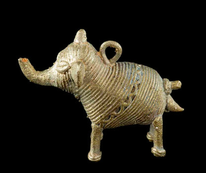 Pendentif Éléphant Dhokra – Art Tribal Bastar Orissa Inde