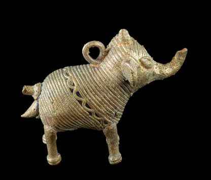 Pendentif Éléphant Dhokra – Art Tribal Bastar Orissa Inde