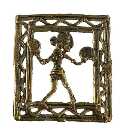 Cadre Dhokra Avec Figure De Musicien – Décoration Murale Bastar Inde