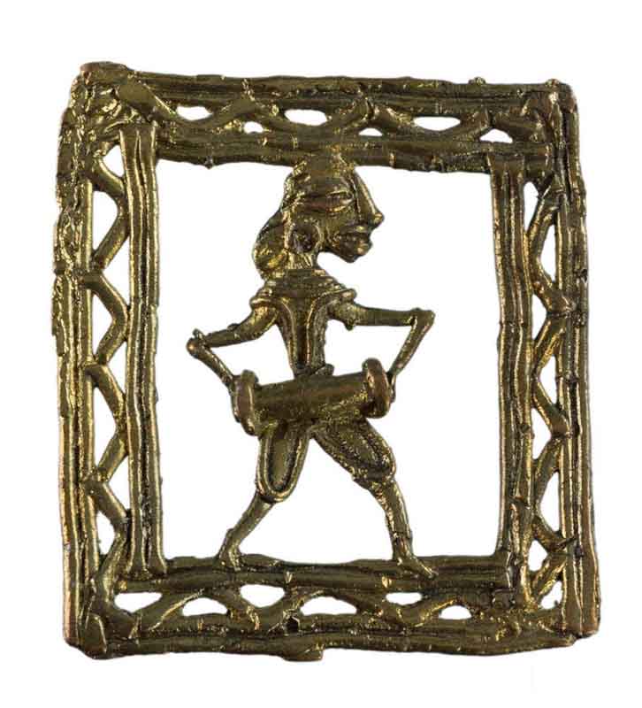 Figurine Dhokra Musicien Dholak – Art Tribal De Bastar Inde