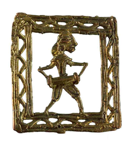 Figurine Dhokra Musicien Dholak – Art Tribal De Bastar Inde