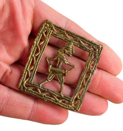 Figurine Dhokra Musicien Dholak – Art Tribal De Bastar Inde
