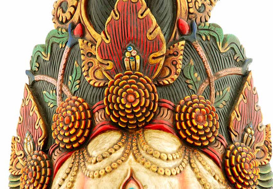 Masque Ganesha En Bois De Peuplier – Grande Décoration Murale Du Népal