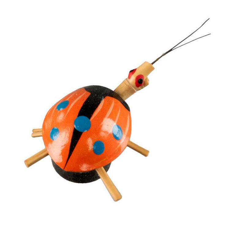 Animal Magnet Scarabée Coccinelle Orange en Coque de Pistache