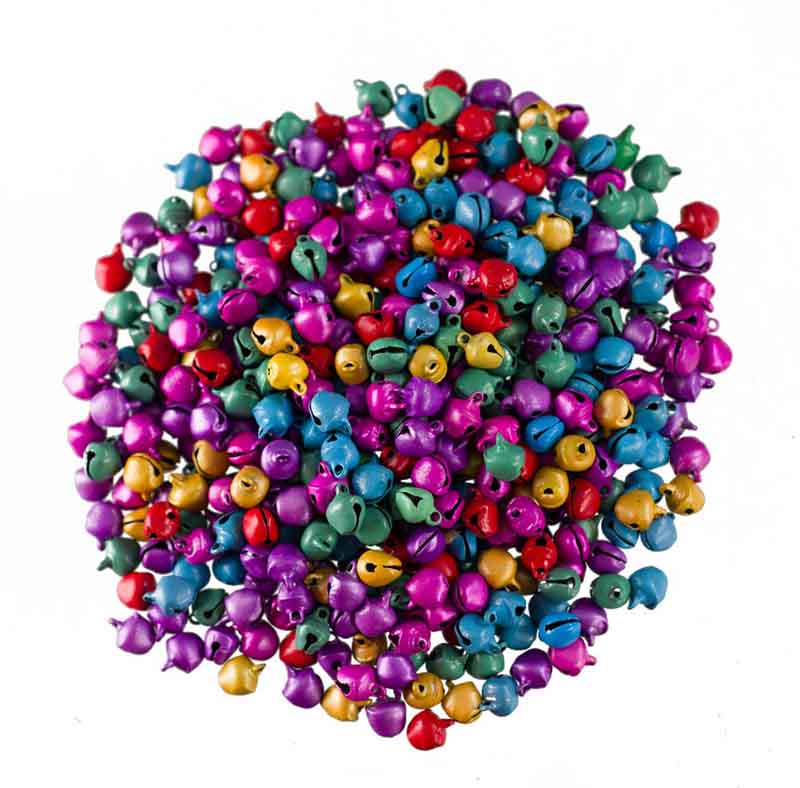 Lot de 50 ou 100 Mini Grelots Multicolores en Métal Ø 10mm – Accessoires Créatifs Indiens