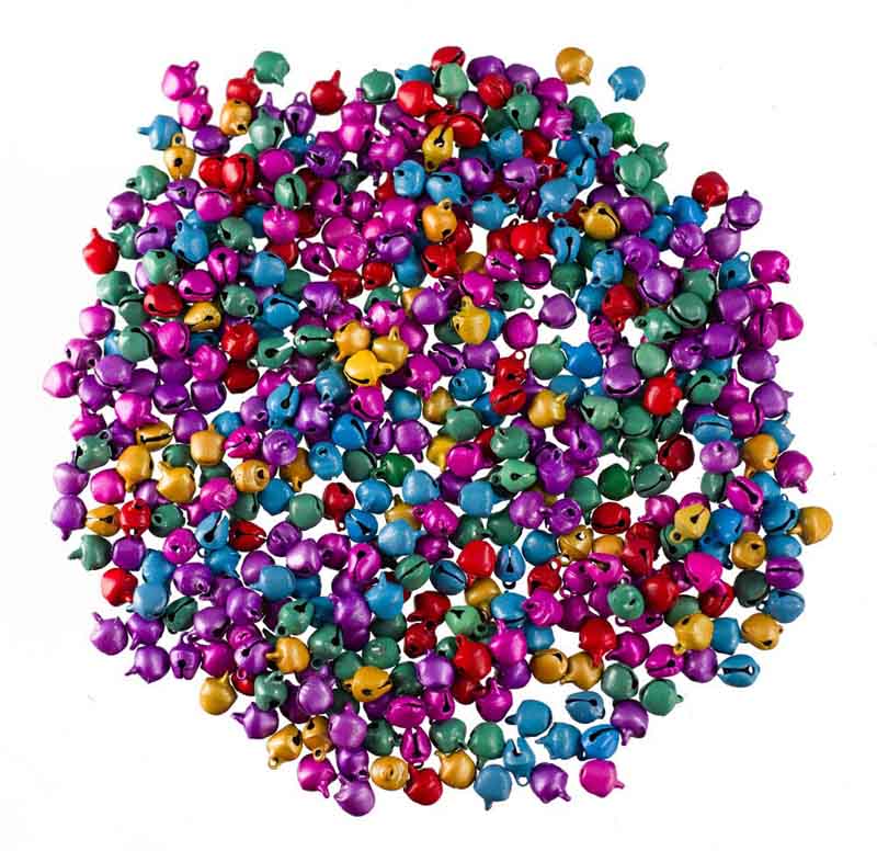 Lot de 50 ou 100 Mini Grelots Multicolores en Métal Ø 10mm – Accessoires Créatifs Indiens