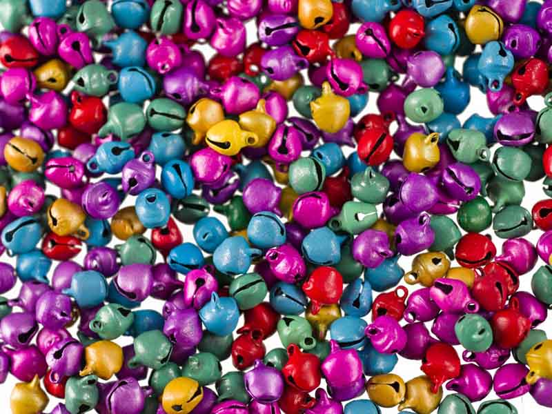 Lot de 50 ou 100 Mini Grelots Multicolores en Métal Ø 10mm – Accessoires Créatifs Indiens