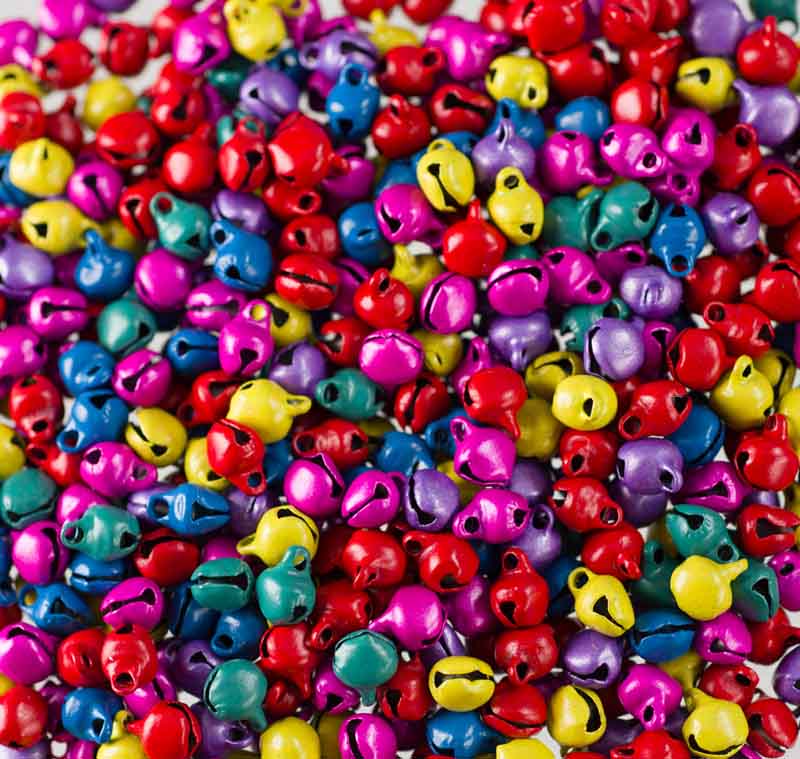 Lot de 50 ou 100 Mini Grelots Multicolores en Métal Ø 8 mm – Accessoires Créatifs Indiens