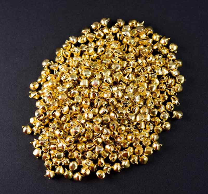 Lot de 50 ou 100 Mini Grelots Dorés en Métal Ø 10mm – Accessoires Créatifs Indiens