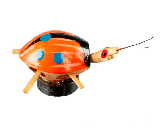 Animal Magnet Scarabée Coccinelle Orange en Coque de Pistache