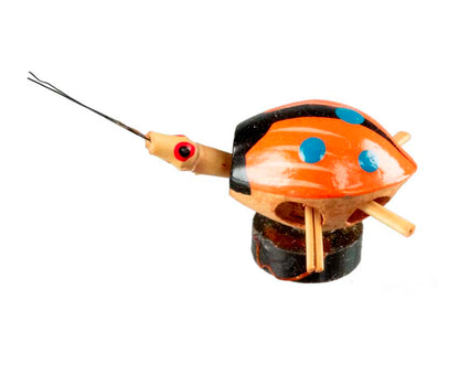 Animal Magnet Scarabée Coccinelle Orange en Coque de Pistache