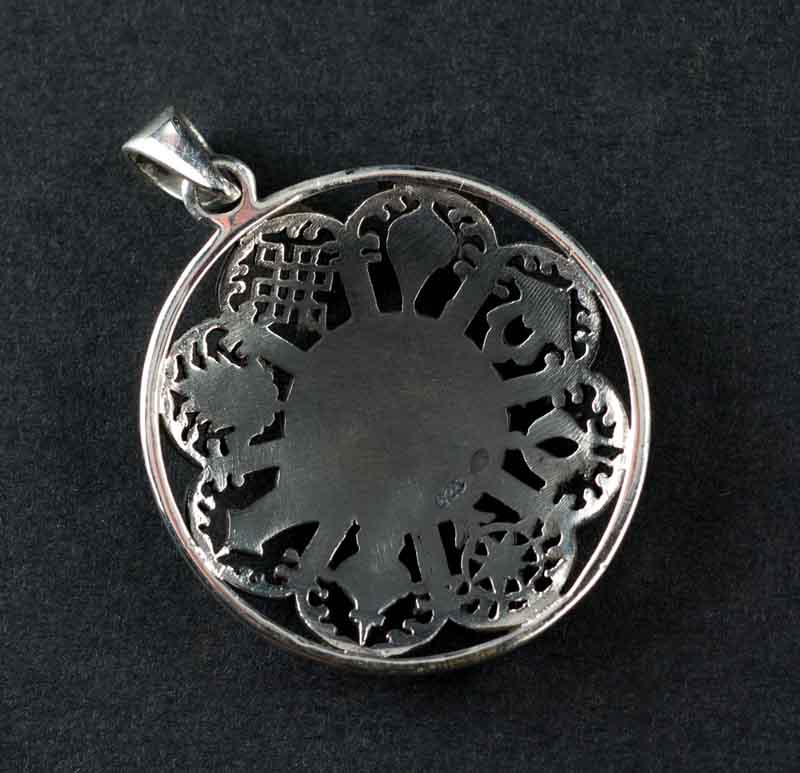 Pendentif Tibétain Yin Yang Astamangala en Argent Massif 925