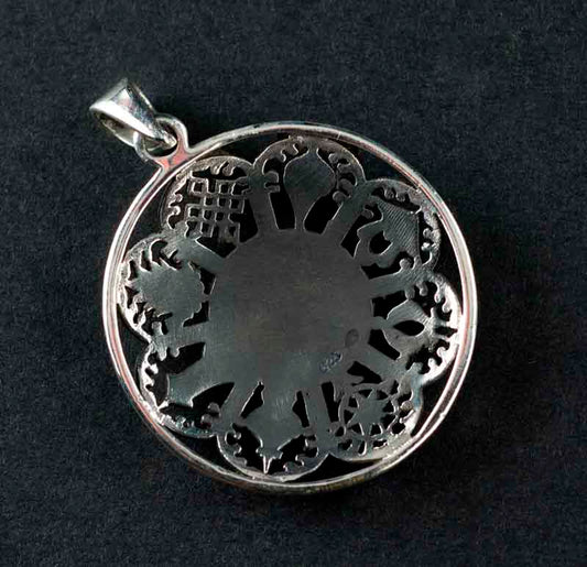 Pendentif Tibétain Yin Yang Astamangala en Argent Massif 925