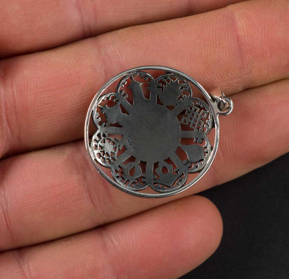 Pendentif Tibétain Yin Yang Astamangala en Argent Massif 925