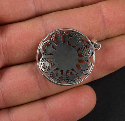 Pendentif Tibétain Yin Yang Astamangala en Argent Massif 925