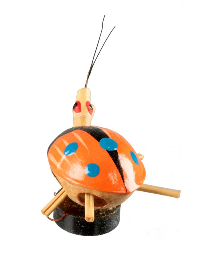 Animal Magnet Scarabée Coccinelle Orange en Coque de Pistache