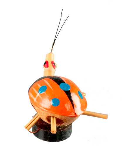 Animal Magnet Scarabée Coccinelle Orange en Coque de Pistache