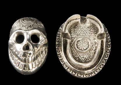 Brûleur d'encens tête de mort en aluminium – porte-encens pour cônes artisanal