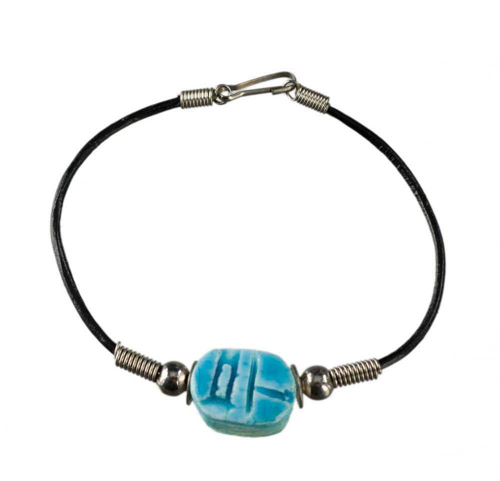 Bracelet Scarabée Khépri en céramique – Symbole de renaissance de l'Égypte ancienne