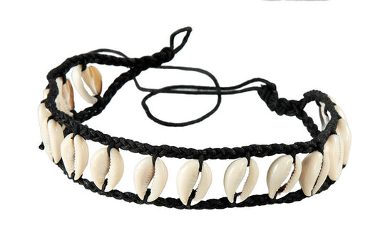Collier ras de cou Cauri en coquillages Noir – Bijou ethnique artisanal