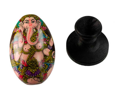 Ganesh Sur Œuf En Bois Peint À La Main – Artisanat De Bali