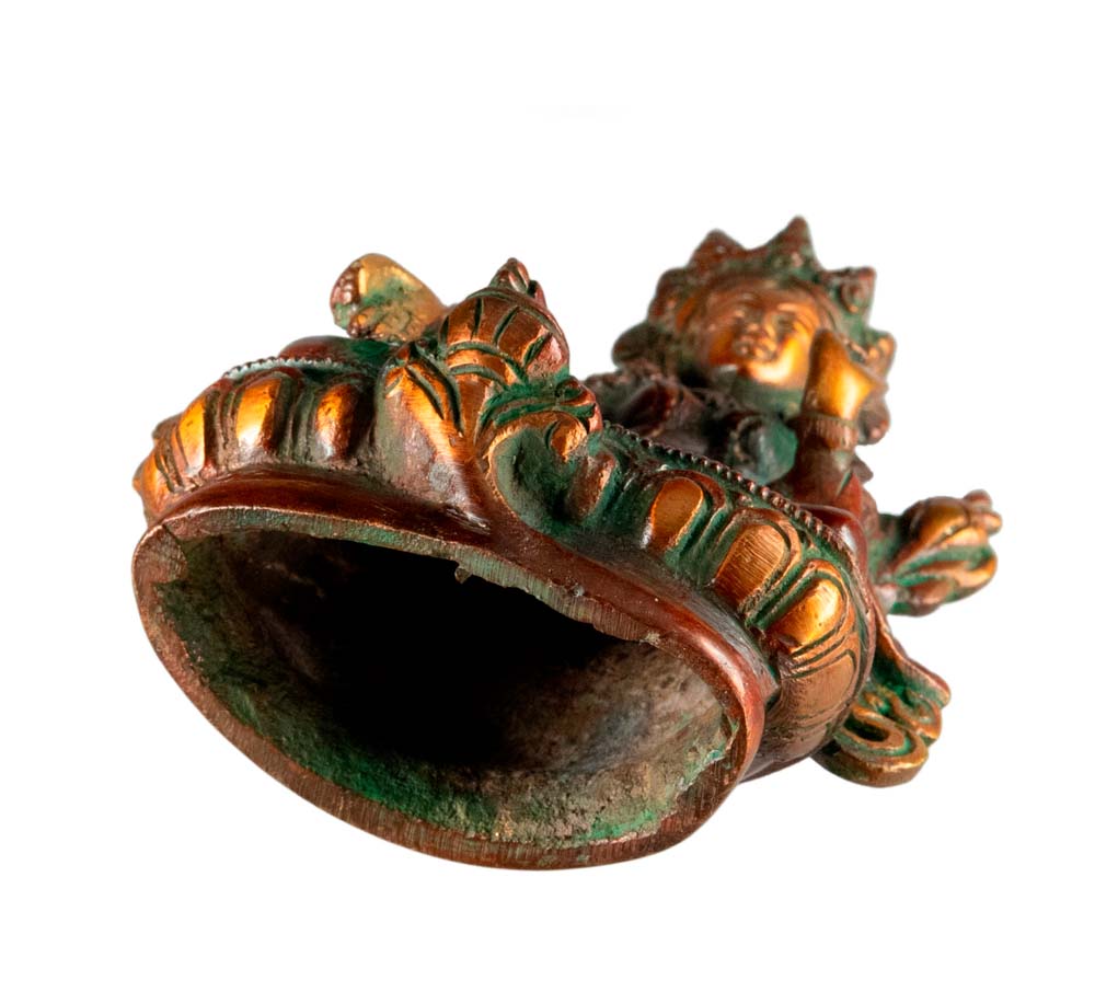 Statue Bouddhiste Tara Verte En Laiton – Artisanat Du Népal
