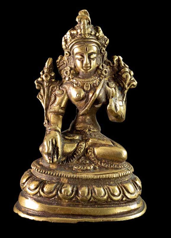 Statue Tara Blanche en Laiton Doré – Artisanat Bouddhiste Tibétain du Népal