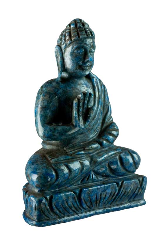 Statue Bouddha tibétain en lapis-lazuli – Sculpture artisanale en pierre précieuse naturelle