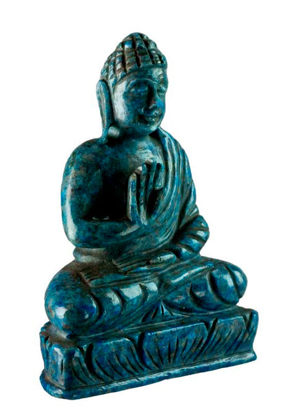 Statue Bouddha tibétain en lapis-lazuli – Sculpture artisanale en pierre précieuse naturelle