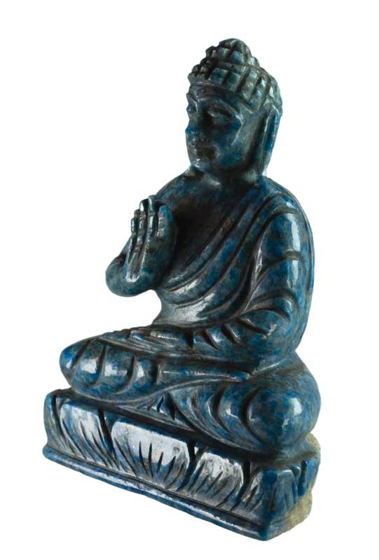 Statue Bouddha tibétain en lapis-lazuli – Sculpture artisanale en pierre précieuse naturelle