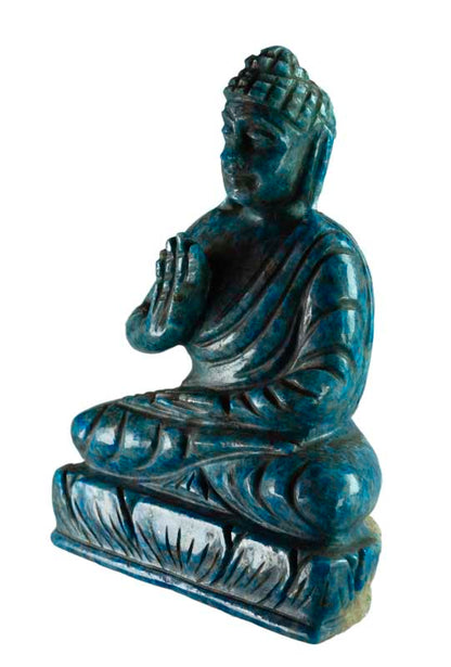 Statue Bouddha tibétain en lapis-lazuli – Sculpture artisanale en pierre précieuse naturelle