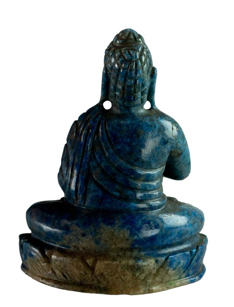 Statue Bouddha tibétain en lapis-lazuli – Sculpture artisanale en pierre précieuse naturelle