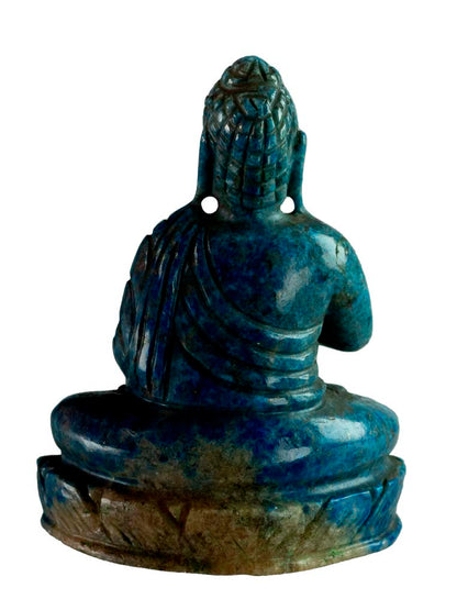 Statue Bouddha tibétain en lapis-lazuli – Sculpture artisanale en pierre précieuse naturelle