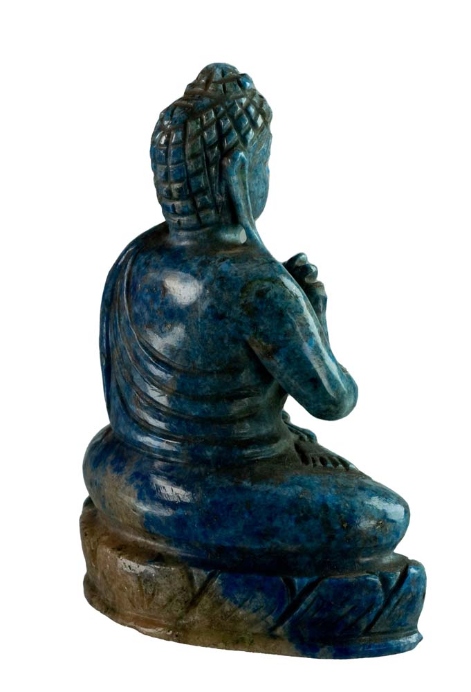 Statue Bouddha tibétain en lapis-lazuli – Sculpture artisanale en pierre précieuse naturelle