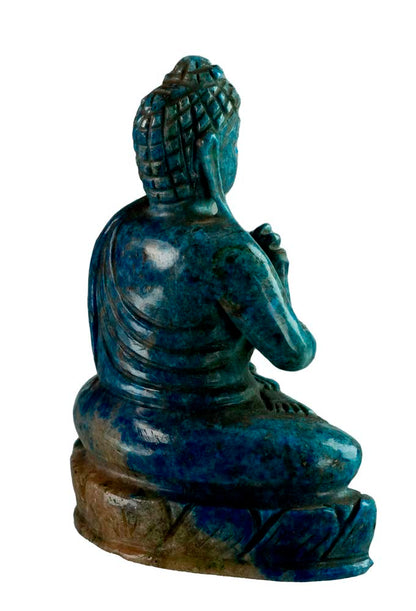 Statue Bouddha tibétain en lapis-lazuli – Sculpture artisanale en pierre précieuse naturelle