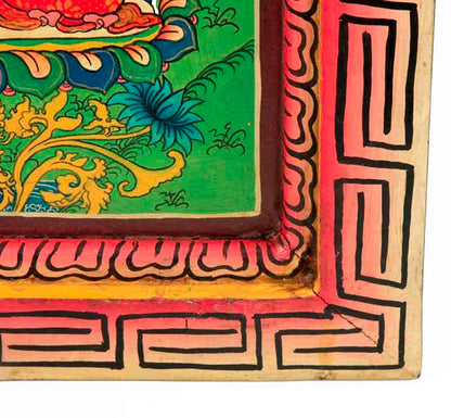 Thangka Bouddha Vairochana – Enseignement Peinture Sur Bois Artisanat Népalais