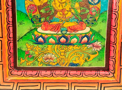 Thangka Manjushri – Bodhisattva De La Sagesse Peinture Sur Bois Népalais