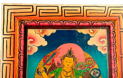 Thangka Manjushri – Bodhisattva De La Sagesse Peinture Sur Bois Népalais