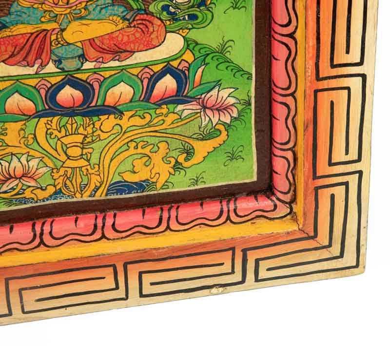 Thangka Manjushri – Bodhisattva De La Sagesse Peinture Sur Bois Népalais