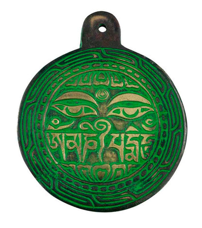 Décoration Murale Yeux de Bouddha et Om en Laiton – Symbole Tibétain Spirituel