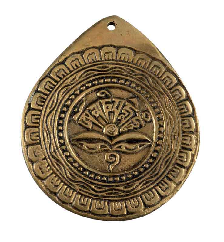 Décoration Murale Yeux de Bouddha et Om en Laiton – Symbole Tibétain Spirituel