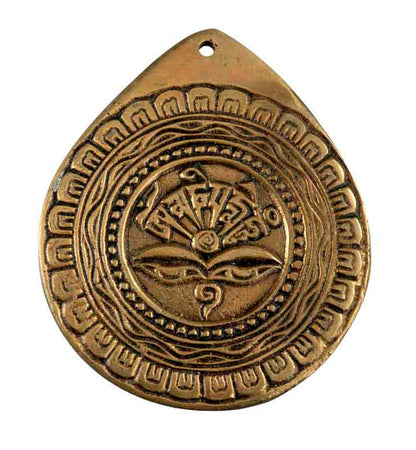 Décoration Murale Yeux de Bouddha et Om en Laiton – Symbole Tibétain Spirituel