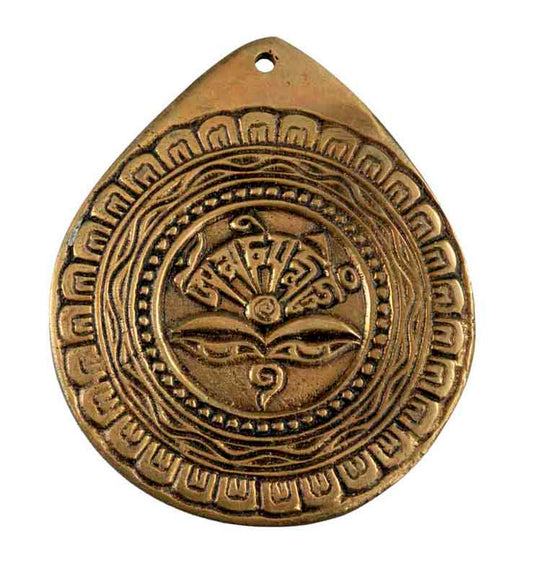Décoration Murale Yeux de Bouddha et Om en Laiton – Symbole Tibétain Spirituel
