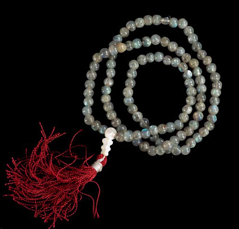 Mala Tibétain Labradorite – Collier Bouddhiste Pour La Méditation