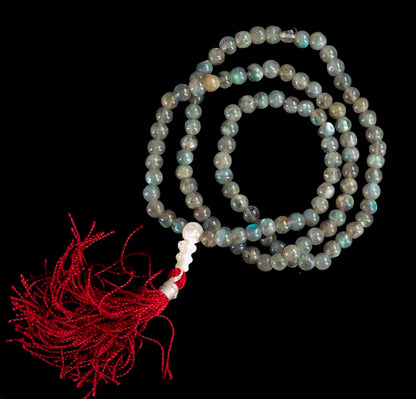 Mala Tibétain Labradorite – Collier Bouddhiste Pour La Méditation