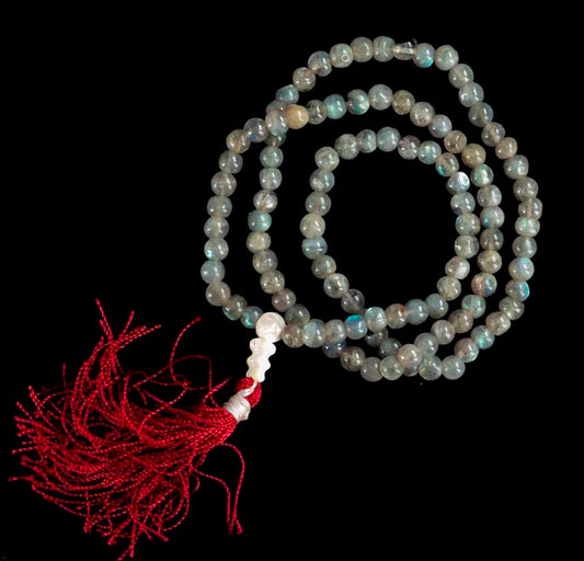 Mala Tibétain Labradorite – Collier Bouddhiste Pour La Méditation